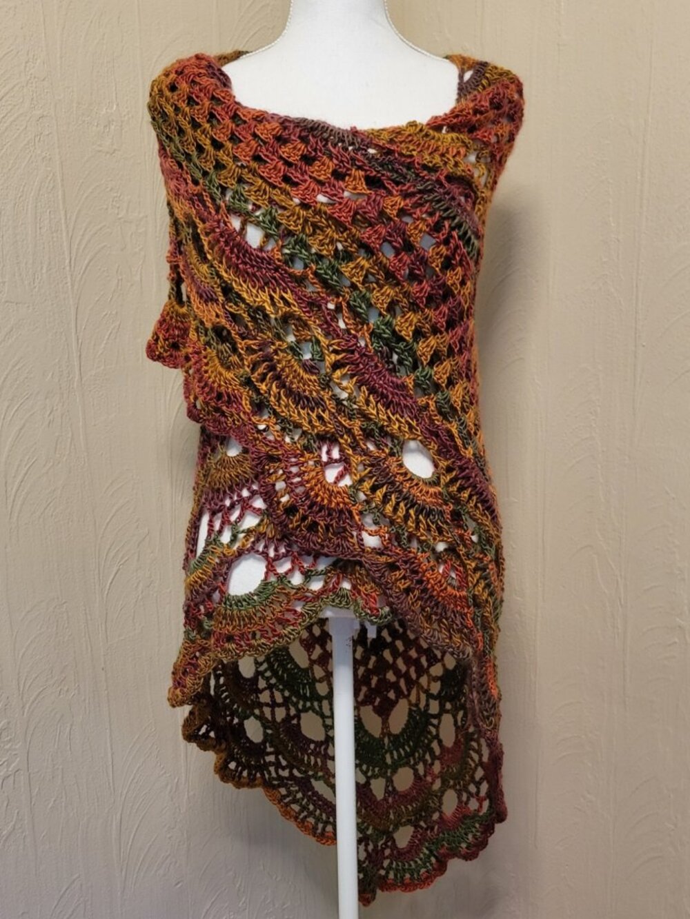 Boho Shawl Handmade Crochet Triangle Shawl Wrap "Autumn"